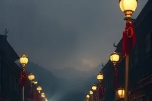《雨停之后》剧照：雨后的石板路与倒映的招牌